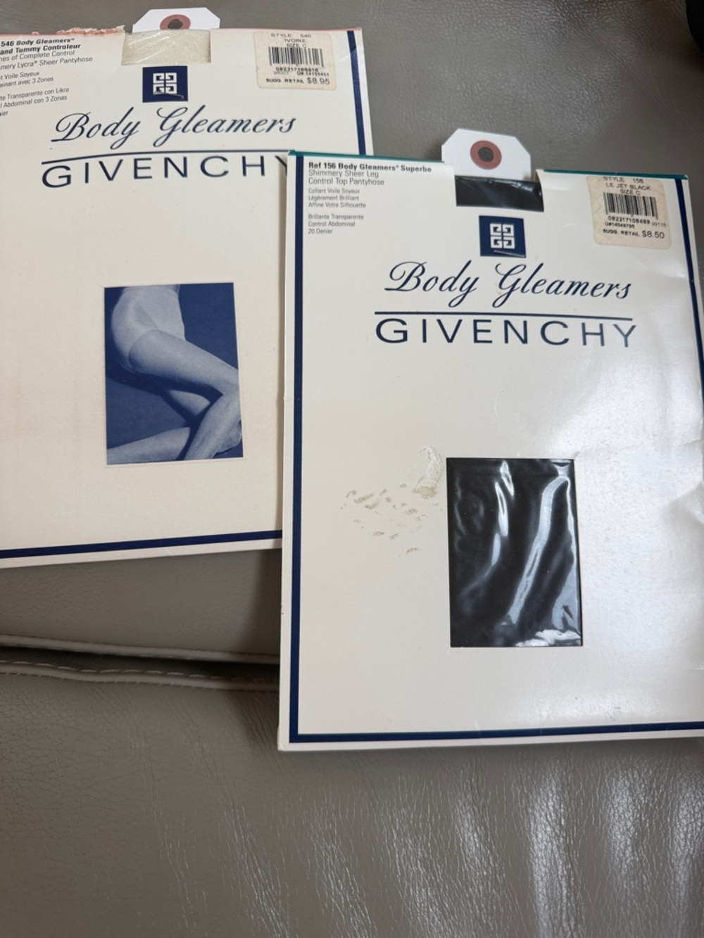 Givenchy vintage  Body Gleamers Hosiery  -  jet Black and Ivorie size c